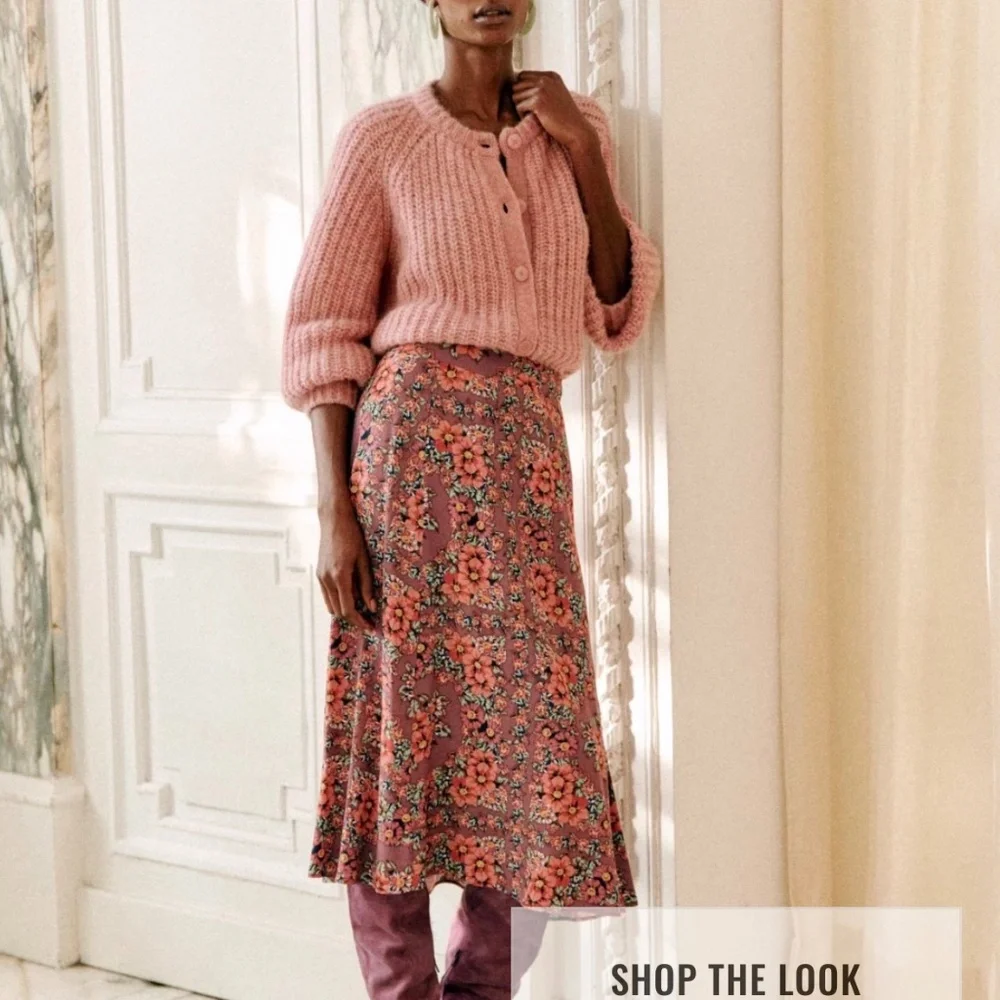 Sezane Tabata Skirt Purple Flowers - Size 10 - Picture 1 of 4